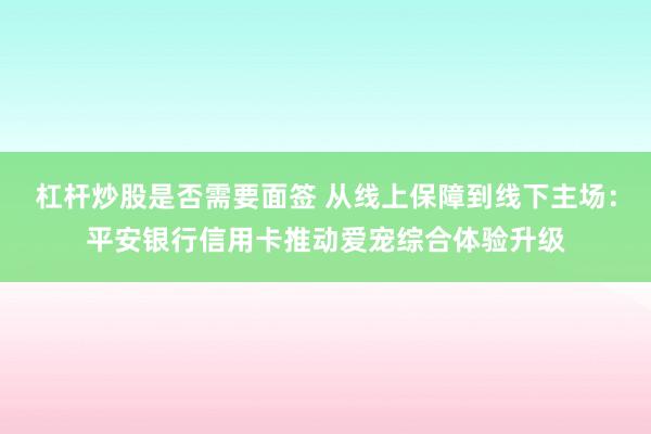 杠杆炒股是否需要面签 从线上保障到线下主场：平安银行信用卡推动爱宠综合体验升级
