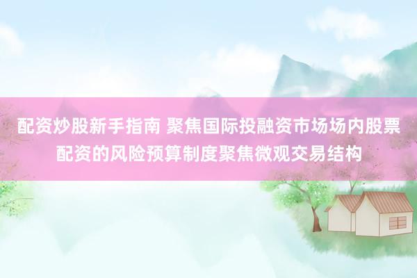配资炒股新手指南 聚焦国际投融资市场场内股票配资的风险预算制度聚焦微观交易结构
